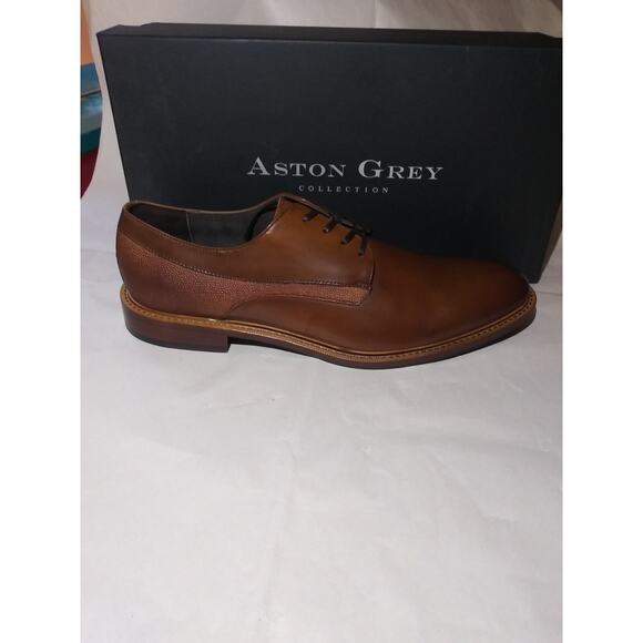 Aston Grey Size 8M Lace Up Cognac Brown Adayde Leather Shoes MEN\'S